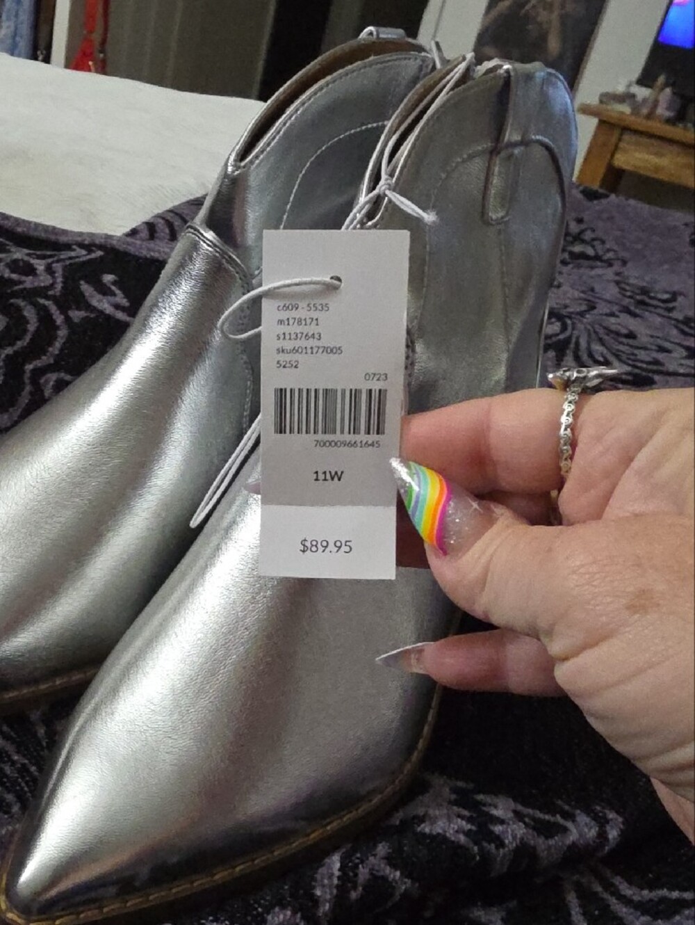 Lane Bryant Metallic Silver Pointed Ankle Booties - Picture 11 of 12